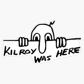 Kilroy was Here - World War II, WW2, Historical, History, Graffiti, Meme Window Bumper Sticker Decal 5"
