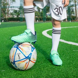 BUWTDAY Kids Soccer Cleats Boys Girls Athletic Outdoor Firm Ground Youth Football Shoes(Little Kid/Big Kid) Green