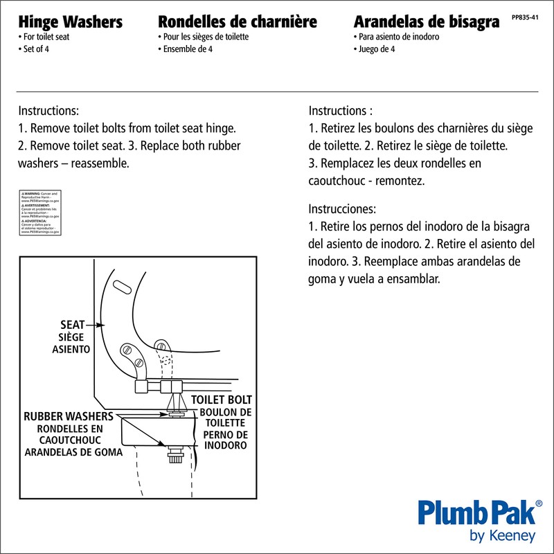 Plumb Pak PP835-41 Toilet Seat Hinge Washer, White