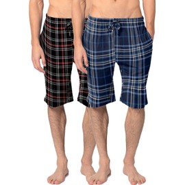 Andrew Scott Men's Soft Woven Pajama Short Pants/Cotton Flannel Lounge Sleep PJ Shorts -Pack of 2 (2 Pack -Grab Bag Random Assorted Classic Plaids, Small)