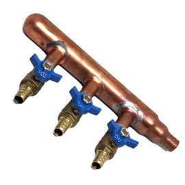 PEX Plumbing Manifold 3/4" Male 1/2" Ball Valve, Close End, Barbed (3 Port, Barbed End)