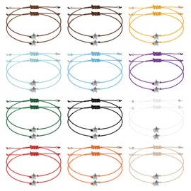 Mikovivi 24pcs Friendship Bracelets Star Bracelets, Adjustable Wishing Bracelets Bulk Detachable Wish Star Best Friend Bracelets Jewelry Gifts for Women Men