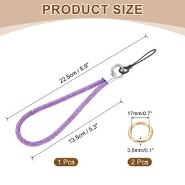 uxcell Bling Wristlet Lanyard, 5.3" Rhinestone Keychain Strap for Clutch Cellphone Keychain Wallet Purse Accessories and Decoration, Purple