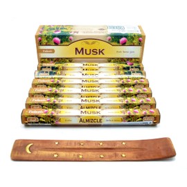 ARUNDEL SERVICES EU Musk (MUSK) Joss Incense Sticks - 6 x 20 Packs, 120 Sticks with Ashtray, Promote Relaxation and Meditation with Calming Fragrances