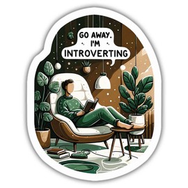 Anti Social Stickers Go Away I'm Introverting Vinyl Stickers, Weather-Resistant Sticker for Water Bottles Laptop Window Car Size 4"