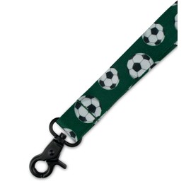 Limeloot Sports Lanyards for Keys, Whistle, ID Badges, and Accessories - Includes Premium Black Metal Hook, Soccer, 19.5 Inch Lanyard