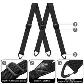 Mens Suspenders Elastic Heavy Duty Suspenders for Men Adjustable Work Braces for Mens Pants with 4 Plastic Snap Loop for Outdoor Wedding Black