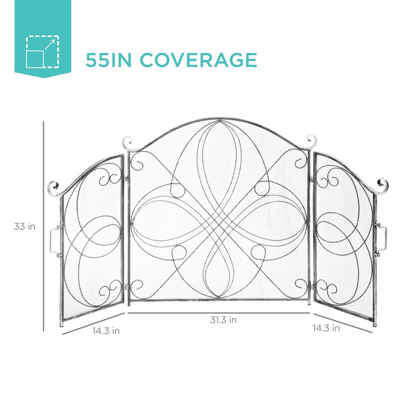 Best Choice Products 3-Panel 55x33in Solid Wrought Iron See-Through Metal