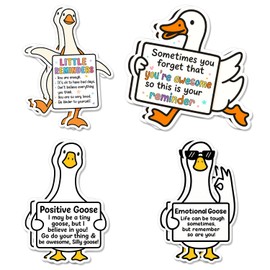 8 Pcs Positive Goose Stickers for Kids, Women, Teen - Silly Stickers for Water Bottle, Laptop, Car - Emotional Support Goose Trailer Decal Gifts for Women