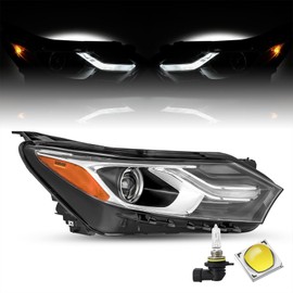 SOCKIR Halogen NOT HID/XENON Headlight Assembly Fits for 2018-2021 Chevy Equinox LED Tube DRL Projector Replacement Factory OE Headlamp Right Passenger Side Bulbs Included