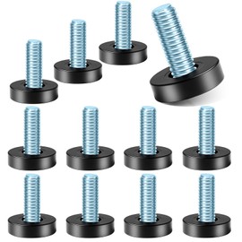 WAFJAMF 1/4" Thread Furniture Feet Levelers with T-Nuts, 12 PCS Adjustable Leveling Feet Threaded Screw in, Table Leg Levelers Feet for Desk, Chairs, Cabinet (1/4"-20 UNC Thread)