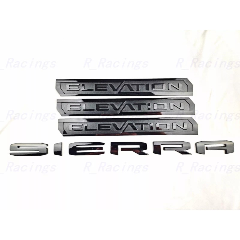 GMC 4PCS Gloss black Door Rear Elevation Sierra Emblems Badge