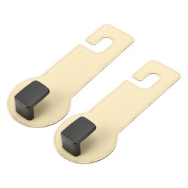 HEROFFIX 2 Pcs for Purses and Bags, Umbrella Etc Car Seat Headrest Hook Sturdy Car Seat Back Organizer Hooks Beige Metal 6.46"x2.48"