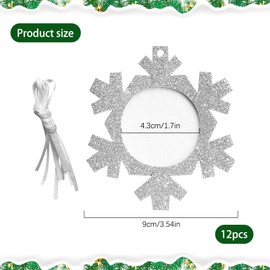 NHTJTHE Pack of 12 Mini Picture Frames Christmas Felt for Hanging, Christmas Tree Pendant Glitter, Hanging Christmas Tree Decoration Photo Frame, Christmas Tree Decoration (White)