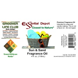 Sun & Sand Fragrance Oil - 4 oz - Supplied in 4 oz. Amber Glass Bottle with Black Phenolic Cone Lined and Safety Sealed Cap