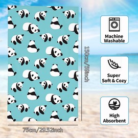 Panda Beach Towel Quick Drying Bath Towel Ultra Absorbent Super Soft Beach Blanket Pool Travel Swimming Shower Towel Beach Towel for Children Oversized Bath Towel for Beach Pool Sports 75 x 150 cm