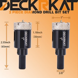 1 Inch Diamond Hole-Saw Bits with Pilot Drill Bit - 2pc 1" Diamond Tipped Tile Hole Saws with Guiding Bit Accurate Drilling for Porcelain Tile Ceramic Pottery Granite Stone Glass Bottles 25mm