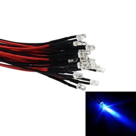Laomao 20 x 3 mm LEDs with 20 cm Cable 12 Volt DC / LED Ready Wired, 3mm