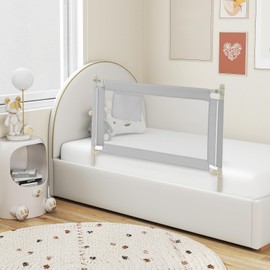 HONEY JOY Bed Rail for Toddlers, 47-Inch Extra Long, Portable Safety Bed Guard Rail w/Side Pocket, Toddler Bed Rails for Crib, King Queen Full Twin Size Bed Mattress (Gray)