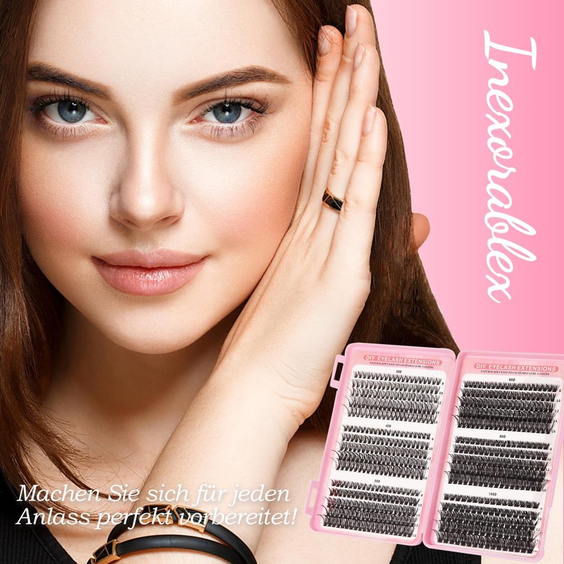 Inexorablex Wimpern Extensions Set, 8-16mm Cluster Lash Extension Set mit