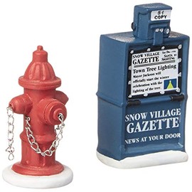 Department 56 Village Fire Hydrant and Newspaper Box Accessory Set of 2
