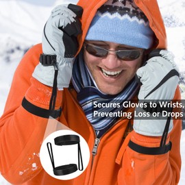 DILUSILK 4pcs Anti-Lost Ski Glove Wrist Straps,Ski Glove Leashes, Glove Straps Reflective Wrist Leashes Handcuffs Adjustable Non Lost Wrist Straps for Ski Outdoor Sports Glove Hanging Accessories