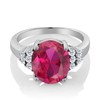 Gem Stone King 5.40 Cttw Red Created Ruby and White