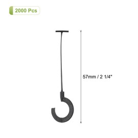 QUARKZMAN Pack of 2000 J Hook Fasteners, 2 1/4 Inch Black Labeling Gun Refill Fasteners Standard Label Bar Fasteners Plastic for Clothes Hanging Fine