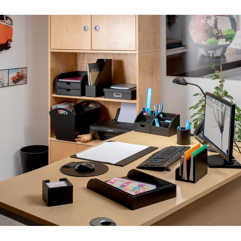 OSCO Faux Leather Waste Bin - Black