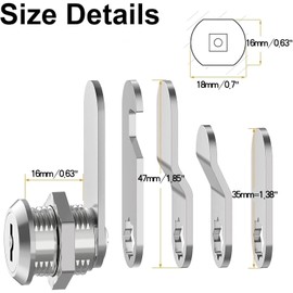 Cabinet Locks with Keys, 5/8" Long Cam Locks keyed Alike, Post Box Lock, Comes with 4 Keys and 4 Different Locks Plates - Multi-Purpose for Cabinet, RV, Cupboard, Mailbox, Drawer & Post Box