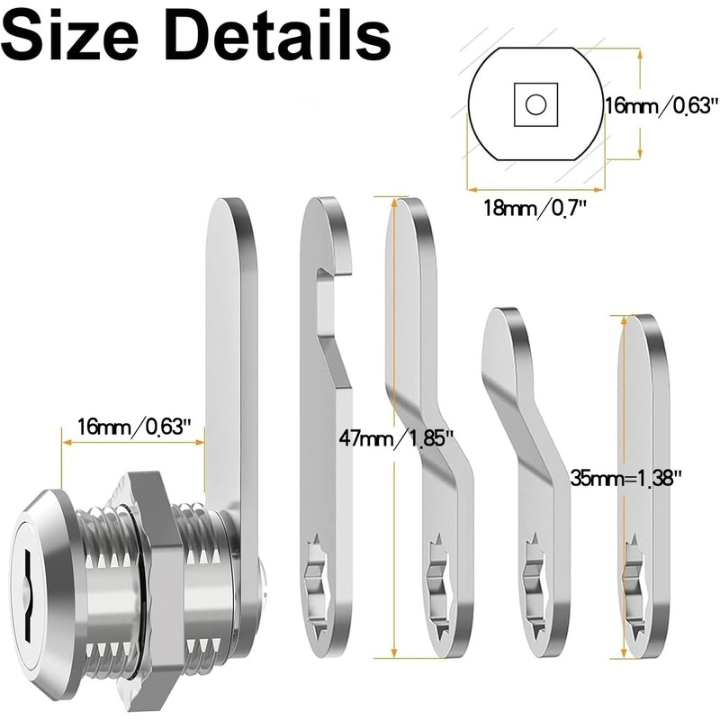 Cabinet Locks with Keys, 5/8" Long Cam Locks keyed Alike,