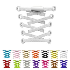 [Amerlery] No Tie Shoelaces, Stretchable, Elastic Flat Laces, Laces, 43.3 inches (110 cm), 0.3 inches (8 mm) Wide, For Kids, Adults, Elderly, Easy to Put on and Take off, Solid Color, Low Cut, High