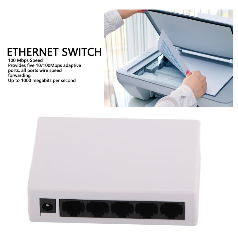 5 Port 10/100Mbps Ethernet Switch Plug and Play Unmanaged Home