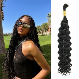 Bulk Human Hair For Braiding Wet and Wavy Braiding Hair Bundles Water Wave Curly Hair No Weft Double Drawn Burmese Boho Braids Braiding Human Hair Extensions (Wet and Wavy 50g, 18 inch)