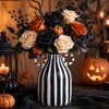 oliruim Black and White Striped Ceramic Vase with Double Ring