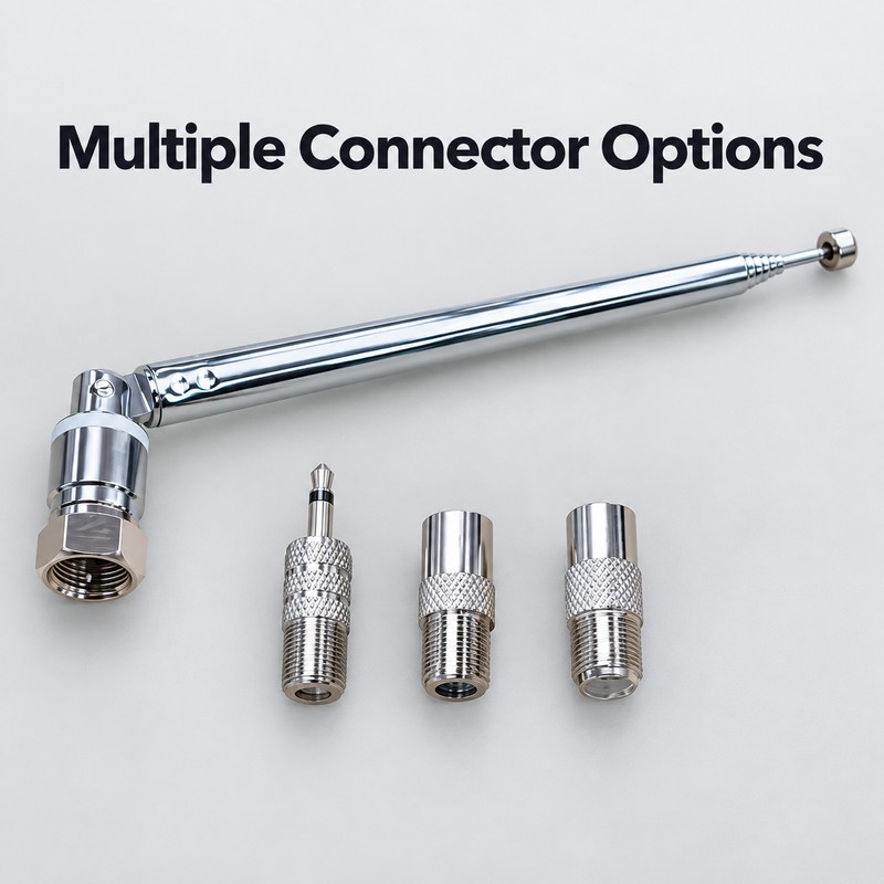 Telescopic FM Radio Antenna with 3.5mm Adapter & F-Type Male