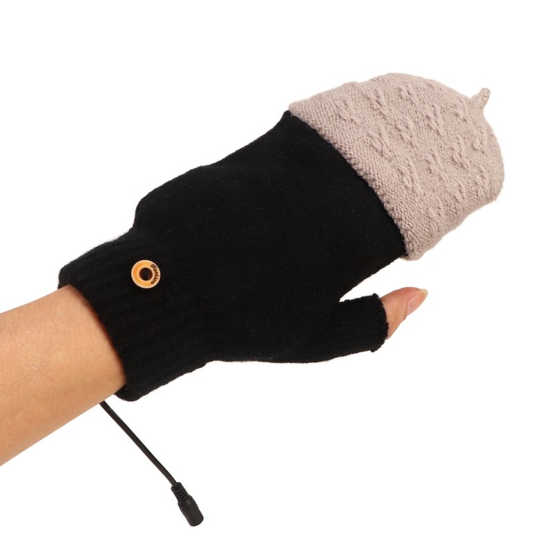 Heated Gloves Fingerless Full Finger Adjustable 3 Gear Black Hand