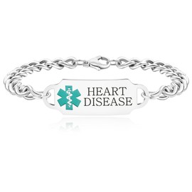 Zircobic Heart Condition Medical ID Bracelet, Durable Stainless Steel Health Alert Bracelet, Comfortable Hypoallergenic Sports ID Bracelet for Seniors