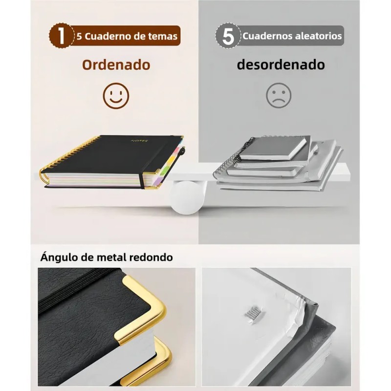 Libreta Universitaria Cuaderno Profesional 5 Color 300 Hoja Color Negro