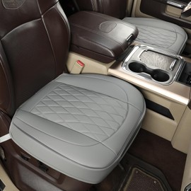 GIANT PANDA Bottom Seat Cover for Trucks&SUV, Front PU Leather Driver Seat Protector Fit for Chevy,Ram,Toyota,GMC,Ford F150 F-Series (Grey-2PCS)