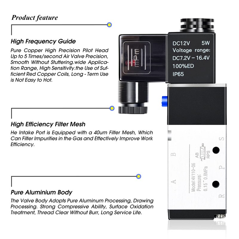 ERGAOBOY 1/8 Inch BSP 12 V Single Coil, Pilot Controlled,