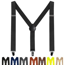 AONAT Braces for Men Heavy Duty Men Braces Wide Extra Strong Clips Y Shape Durable Elastic Adjustable Men's Braces - Long One Size Fits All Men and Women, black