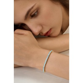 Pearich 14K Gold Filled Tennis Bracelet for Women-3mm Gold Opal Bracelet for Women, Mother's Day,Valentines, Mothers, Christmas Jewelry Gift for Women 6.75 IN