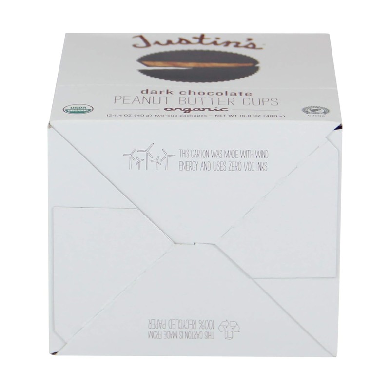 Justins, Peanut Butter Cups Dark Chocolate Box Organic, 1.4 Ounce,