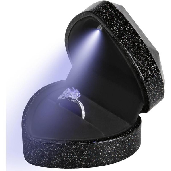 Heart Shaped Ring Box with LED Light, Earrings Case with