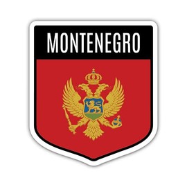 Squiddy Montenegro Flag Shield - Vinyl Sticker Decal for Phone, Laptop, Water Bottle (3" high)