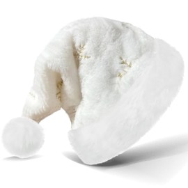 TYXJJ-BF Christmas Hat for Adults, Plush Santa Hat Red Santa Hat with Golden Sequins Snowflake Warm Thick Santa Hat for Festive Parties in the New Year