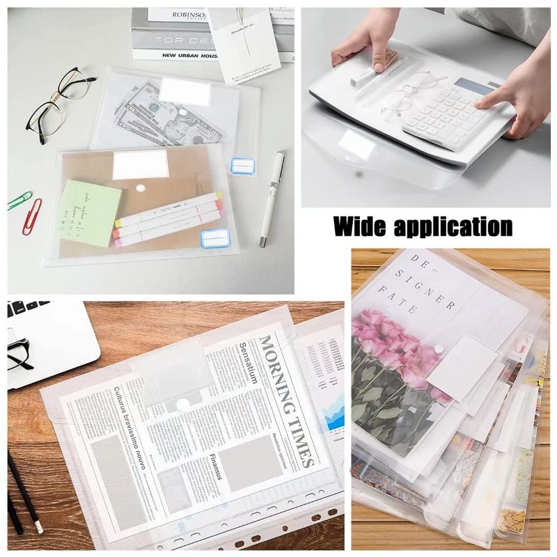 Document Wallet A4 Filing Transparent Wallet Document Folder with Press