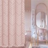 Extra Long Pink Boho Shower Curtain with White Tassel, Woven