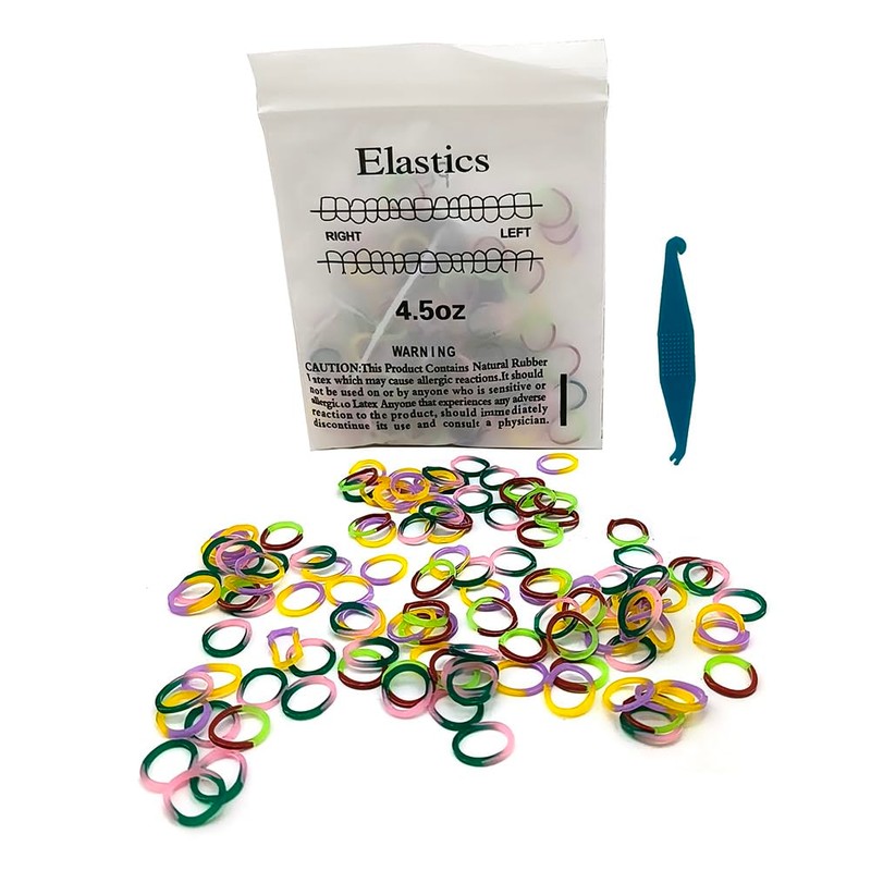 SNAWOP Orthodontic Elastic Rubber Band 5/16" Neon 100PCS Heavy 4.5